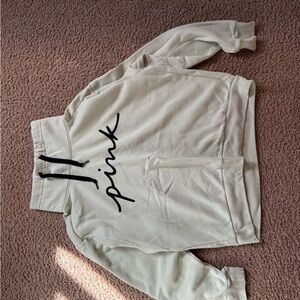 Cream Green Hoodie with Black Lettering